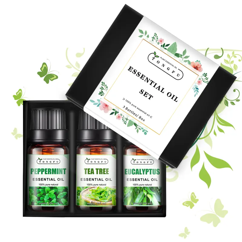 Conjunto de óleos essenciais orgânicos de alta qualidade para plantas naturais, 10ml, limão, laranja doce, 3 peças, atacado