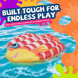 Flotador Inflable Gigante de PVC con Forma de Pez Tropical, Balsa de Natación Colorida a Rayas para Adultos 59x47x10, Divertido y Relajante - Product Image 2