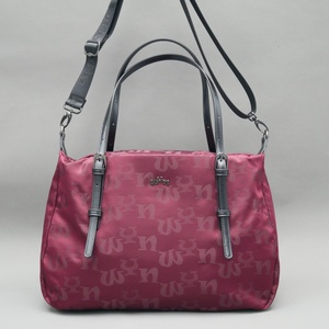 Bolso tote con monograma color rojo vino, bolso de hombro de nailon de gran capacidad, correa cruzada extraíble, bolso informal para el trabajo, viajes, uso diario - Product Image 2