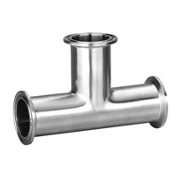 En Stock: Conexión Sanitaria en T de Acero Inoxidable de 3 Vías SUS304 SUS316L, Pulido Espejo, Cumple con Estándares 3A DIN ISO