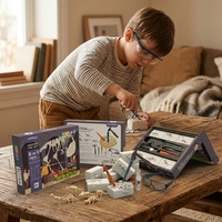 Kit de fouilles de squelette de dinosaure en plastique 6 en 1, jouet éducatif STEM pour enfants