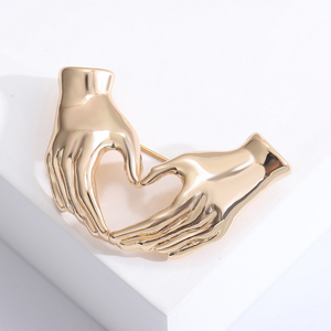 เข็มกลัดหัวใจสองมือรูปหัวใจเข็มกลัดท่าทางดั้งเดิมเครื่องประดับเสื้อสเวตเตอร์รูปหัวใจ - Product Image 2