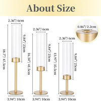 Grand chandelier doré Hurricane avec couvercle en verre, support de bougie conique en métal pour décoration de table de mariage