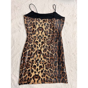 Abito Aderente <span class=keywords><strong>Corto</strong></span> ZHEZHE in Stile Europeo/Americano con Stampa Leopardata e Paillettes, Collo Halter, Sexy e Versatile per la Primavera e le Serate in Discoteca - Product Image 3