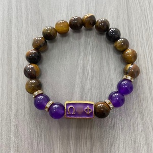 <span class=keywords><strong>Bracelet</strong></span> de fraternité perlé pour homme, perles de verre violettes et dorées, <span class=keywords><strong>bracelet</strong></span> élastique avec pendentif perlé pour <span class=keywords><strong>Liberty</strong></span> Gifts LINK Iota - Product Image 6