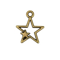 Pendentif ajouré en alliage argent bronze antique, motif étoile imbriquée, pour cadeaux d'équipe de cheerleading