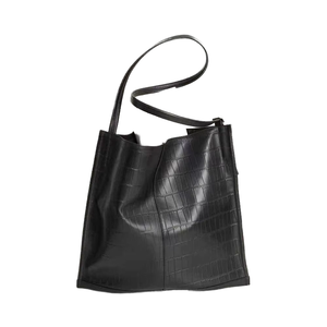 Sacs fourre-tout d'épaule en cuir véritable légers à motif pierre, style urbain simple, personnalisables, directement de l'usine - Product Image 1