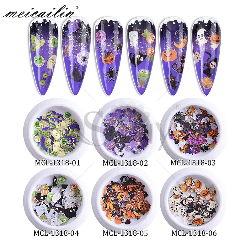 Nail Salon Purple, Yellow Wood Chips Halloween Christmas Nail Art Decorations Slice Wheel Nail Foil Decals Accessories