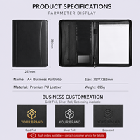 Portafolio de Cuero A4 Personalizado con Cierre, Bolsillo Interior con Cierre, Ranuras para Tarjetas, Portadocumentos con Logotipo para Reuniones de Negocios