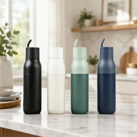 Bouteille d'eau isotherme moderne pour adultes, en acier inoxydable de haute qualité, 17 oz, sans BPA, à double paroi, anti-fuite, réutilisable, pour le sport et la gym
