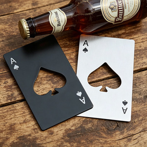Stainless Steel Credit Card Bottle Opener Spade Shape Portable Beer Opener Silver Black Color Personalized Design - Product Image 3