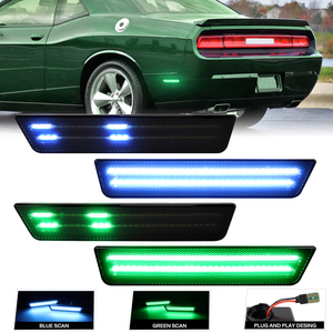 Luces Laterales Dinámicas Rojas, Azules, Rosas, Verdes y Blancas para Dodge Charger 11-14 Challenger 08-14, Reflectores Indicadores Laterales para Parachoques Trasero - Product Image 2