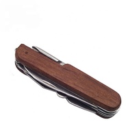 Couteau de poche pliant multifonction 7-en-1 en acier inoxydable avec manche en bois de rose, porte-clés, design tendance pour la survie en extérieur
