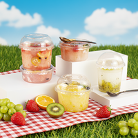 Bol en plastique PET jetable de 117 mm de diamètre, 24 oz, avec couvercle, qualité alimentaire, logo personnalisable pour les stands de lait et les fêtes