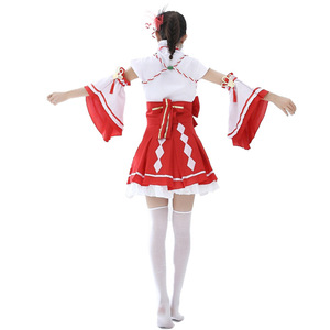 Femmes <span class=keywords><strong>japonais</strong></span> Anime Miko Cosplay Costume mignon court Lolita Kimono jeu de rôle déguisement café <span class=keywords><strong>femme</strong></span> de chambre uniforme Final Elysion - Product Image 3