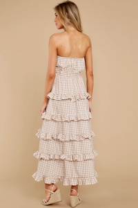 High Quality <strong>Red</strong> <strong>Gingham</strong> Plaid Long Maxi Elegant Women Casual Dress Summer Wear - Product Image 6