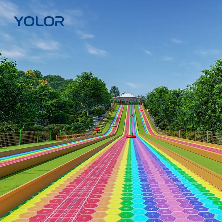 China New Plastic Rainbow Dry Snow Slide Outdoor Dry Ski Rainbow Slide Ride Plastic Slide For Amusement Park