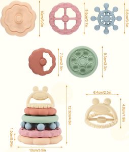 Wholesale Babies Teether Silicone Geometry <b>Stacking</b> Toy Food Grade BPA Free 0-12 Months Children Sensory Educational Toy - Product Image 3