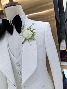 Abiti da sposa <span class=keywords><strong>eleganti</strong></span> da uomo <span class=keywords><strong>pantaloni</strong></span> giacca 3 pezzi gilet abbigliamento maschile con un bottone scialle con risvolto smoking abiti formale da sera Blazer - Product Image 5