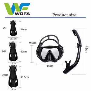 Masque de plongée en verre trempé durable pour plongée transfrontalière, ensemble de plongée trois-en-un, lunettes de plongée Gaojing <span class=keywords><strong>et</strong></span> palmes pour la plage - Product Image 4