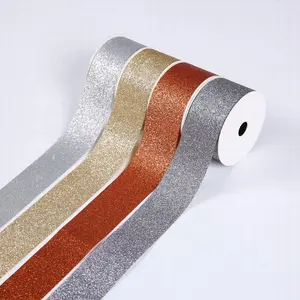 Christmas Ribbons for Gift Wrapping 60 Yards Grosgrain Ribbon Silver Gold Glitter Ribbon for Christmas Wreath Bows Ribbon Craft Decoration