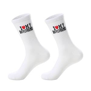 Calcetines para Parejas, Diseño 'I Love My Boyfriend <span class=keywords><strong>Girlfriend</strong></span>', Unisex, Divertidos, con Letras de Corazón, Regalo para Parejas, Moda, Uso Diario, Calcetines Personalizados - Product Image 5