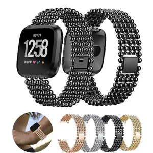 Smart Watch Metall Ersatz Armband für Fitbit Versa/Versa Lite/Versa 2 Fünf runde Perlen Legierung Uhren armband