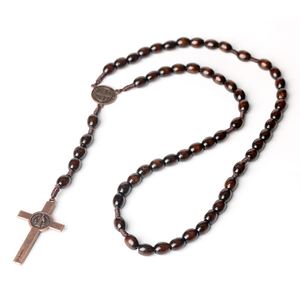 Hermoso Rosario Católico de Madera con Cuentas Ovaladas de 8 * 10 mm, Rosarios Personalizados, Perfectos para Regalos de Oración - Product Image 5