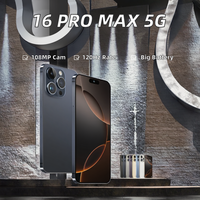 Smartphone OEM I16 Pro Max 5G débloqué en gros, version américaine, espagnol, anglais, français, 108MP, CDMA, écran LED 6,7 pouces, 7800mAh