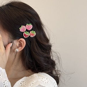 Horquilla de <span class=keywords><strong>Fresa</strong></span> con Diamantes de Imitación, Pinza para el Cabello con Brillo de Frutas, Accesorio de Moda para Peinados Diarios, Regalo de Joyería - Product Image 2