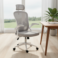 Chaise de bureau ergonomique moderne en maille pivotante avec accoudoirs réglables, roulettes pivotantes, structure en PP, design confortable pour salon et maison