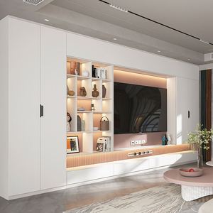 Meuble TV en bois de style ancien, aspect élégant, design extensible et réglable pour le salon, espace ample pour les appareils multimédias - Product Image 4