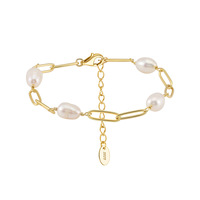 Bracelet en argent pur S925 fait à la main avec des perles d'eau douce naturelles de style baroque français, vente en gros
