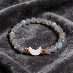 Handcrafted Crystal <b>Beaded</b> <b>Bracelet</b> Moonstone Crescent Charm <b>Bracelet</b> with Rose Gold and White Crescent <b>Bracelets</b> Trendy Jewelry - Product Image 3