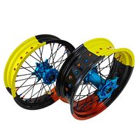 Juego de Ruedas Supermoto KYZ de 17 Pulgadas 3.5 5.0, Llantas de Aluminio Anodizado CNC Azul Claro para Motocicleta Husqvarna TE TC Dirt Bike Motocross 125-501cc