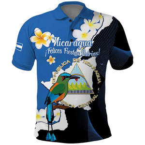 Camiseta Polo Personalizada del Día de la Independencia de Nicaragua con Diseño de <span class=keywords><strong>Guardabarranco</strong></span> y Flores Sacuanjoche, Estilo Casual de Béisbol - Product Image 2