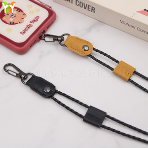Cordon en cuir tressé pour carte d'identité, sangle de cou pour téléphone portable, cordon pour badge de travail (double fonction), cordon anti-perte détachable pour téléphone portable - Product Image 4