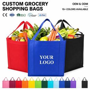 Sac de courses réutilisable personnalisé en non-tissé avec poignée en sangle PP et logo imprimé - Product Image 1