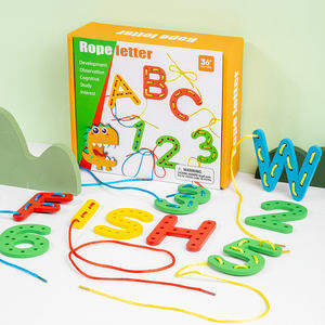 Alfabeto de <span class=keywords><strong>Madera</strong></span> Montessori Multifuncional &<span class=keywords><strong>amp</strong></span>;   Juego de cuerdas con números, juguete educativo para la educación temprana y el entrenamiento de la motricidad fina - Product Image 3
