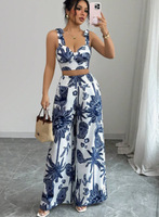 IStapromo Gifts Nouvelle Robe d'été sexy pour femme, style débardeur à col en V + pantalon large à taille élastique
