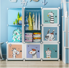 Armoire pliante en plastique pour enfants, meuble moderne, design dessin animé, bricolage, placard pour bébé, meuble multifonctionnel - Product Image 3