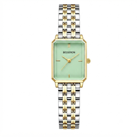 Montre analogique à quartz de luxe pour femme, boîtier et bracelet en acier inoxydable, cadran en verre minéral, résistance à l'eau 5 ATM, fermoir papillon