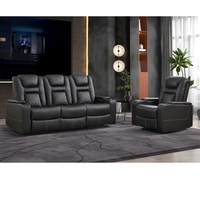 Penjualan laris baru elektrik 3 2 1 bagian furnitur ruang tamu Kulit atas Sofa kursi dengan konsol dan kotak penyimpanan sandaran tangan