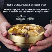 Bol à riz et à soupe empilable en acier inoxydable à double paroi, écologique et durable, pour la maison, les restaurants, l'alimentation des animaux, vente en gros, OEM