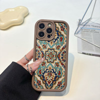 Coque antichoc en TPU motif carreaux persans vintage pour iPhone 17 Pro Max/16/15/13/11/12/14, style Ins, peinture douce personnalisée par pulvérisation