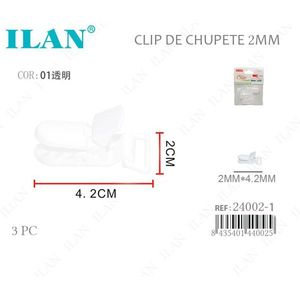 Clip per ciuccio Ilan 2 mm trasparente 3 pezzi per accessorio per l'alimentazione del bambino - Product Image 1