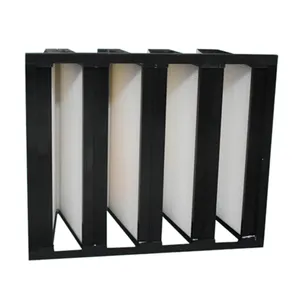 Hepa Compact F7 Mini Pleat V Type Medium Air Filter High Efficiency H14 Fiberglass Core Manufacturers Farms Manufacturing Plants