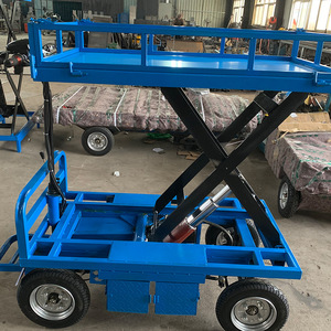 Plataforma Elevadora Eléctrica Tipo Carretilla con 4 Ruedas, Hidráulica, para Carga, Logística de Almacén, Material de Acero, Capacidad Máxima 2 Personas - Product Image 1