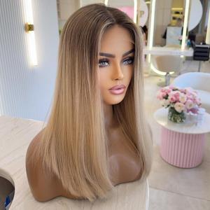 Charming <span class=keywords><strong>Ash</strong></span> Brown Blonde Highlight 9x6 penutupan Lace wig depan untuk transparan lurus 13x6 HD Lace Frontal 14 inci 16 inci - Product Image 3