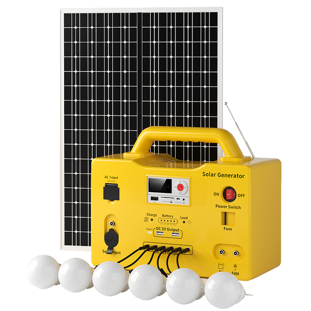 All-in-One Solar Power Kit Portable Lithium Power Bank Lighting System FM/USB/MP3 Player CE/FCC/ Certified Type-C for